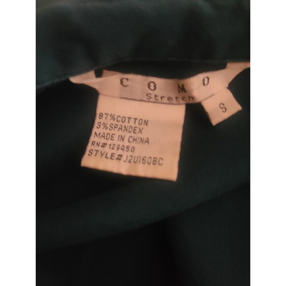 Como Stretch Small Teal Or Aqua Blue Shirt Button Down Collar 3/4 Sleeve - Picture 3 of 3
